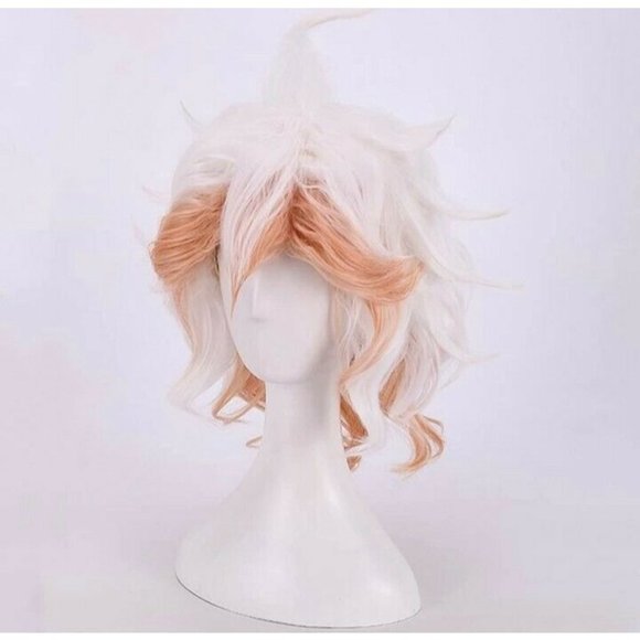 IMEYLE Wig White and Orange Anime Cosplay Hair Short Wavy Synthetic For Cons - Picture 1 of 3